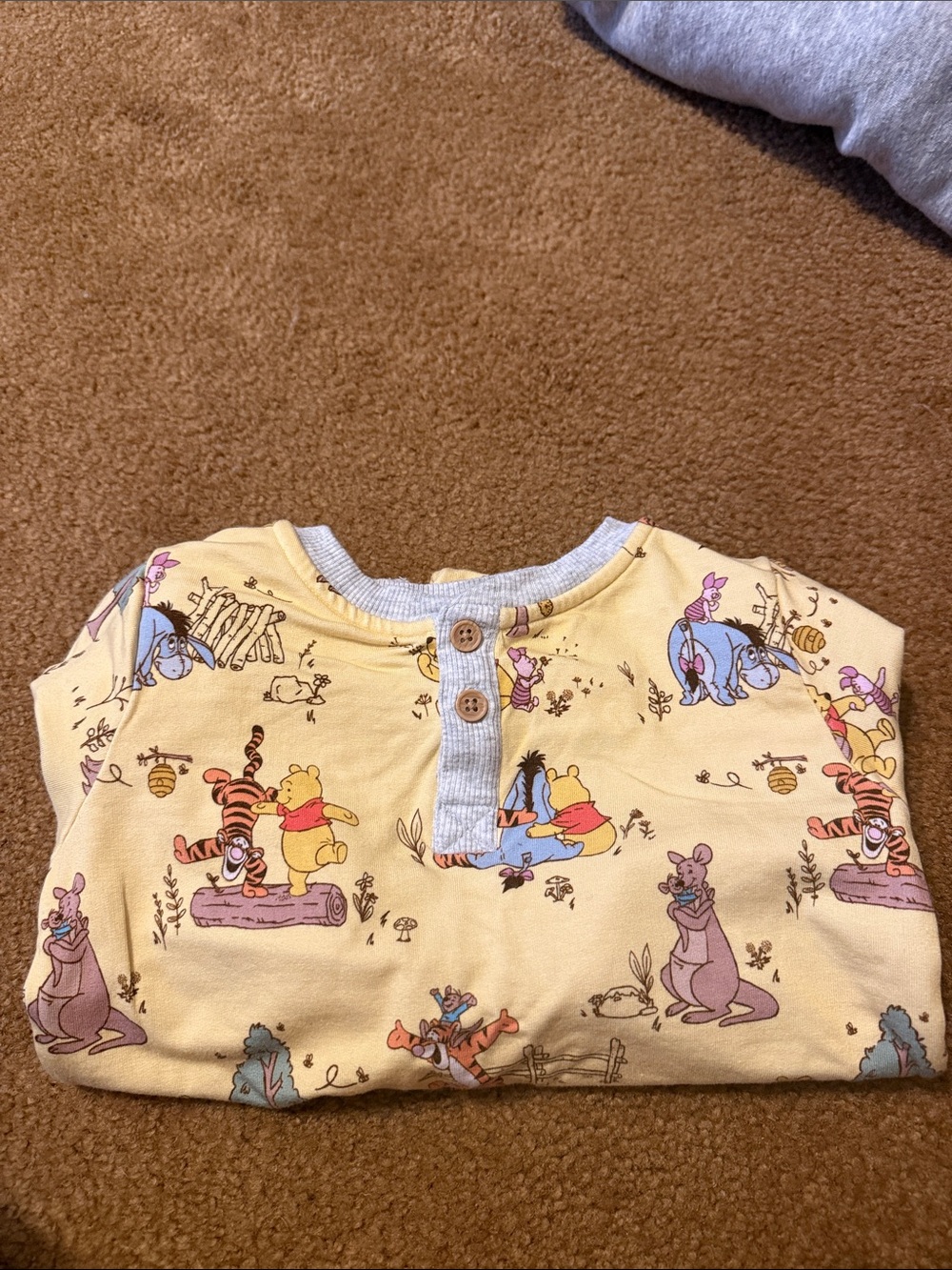 Little Sleepies Yellow Winnie the Pooh Henley Tee